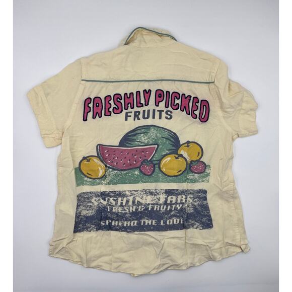 Urban Outfitters Freshly Picked Yellow Bowling Collared Button Shirt - Picture 4 of 4